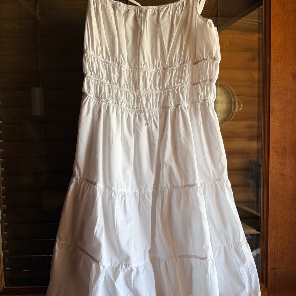 White Tiered Cotton Sundress Size Large